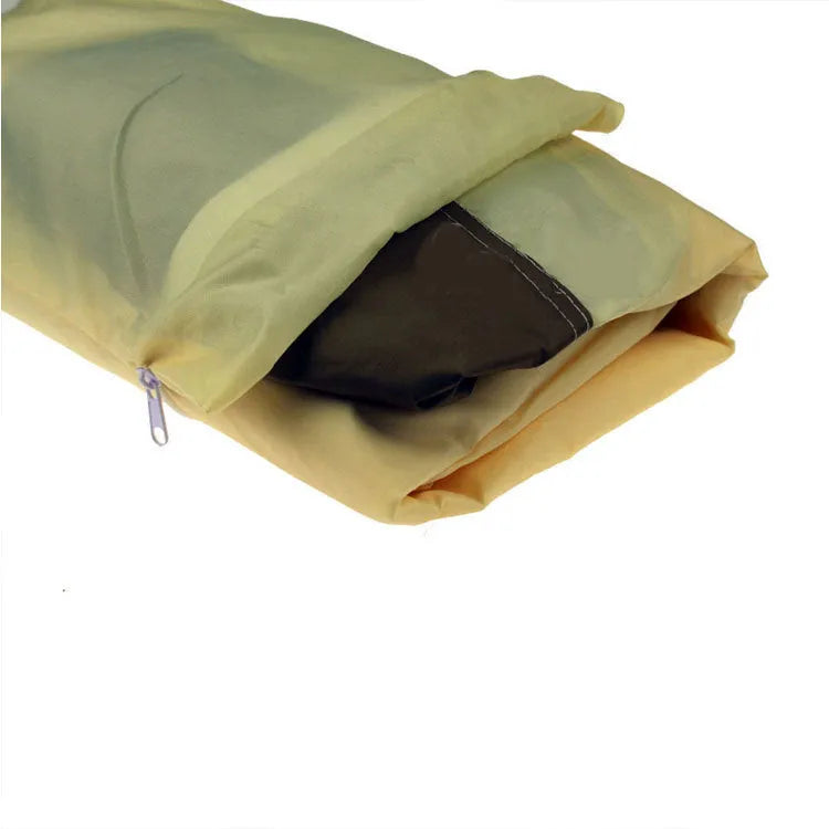 Beige polyester outdoor barbecue cover shown in a Nordic style, with size options available.