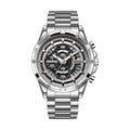 Men's waterproof luminous quartz watch with stainless steel band in black and blue colour option