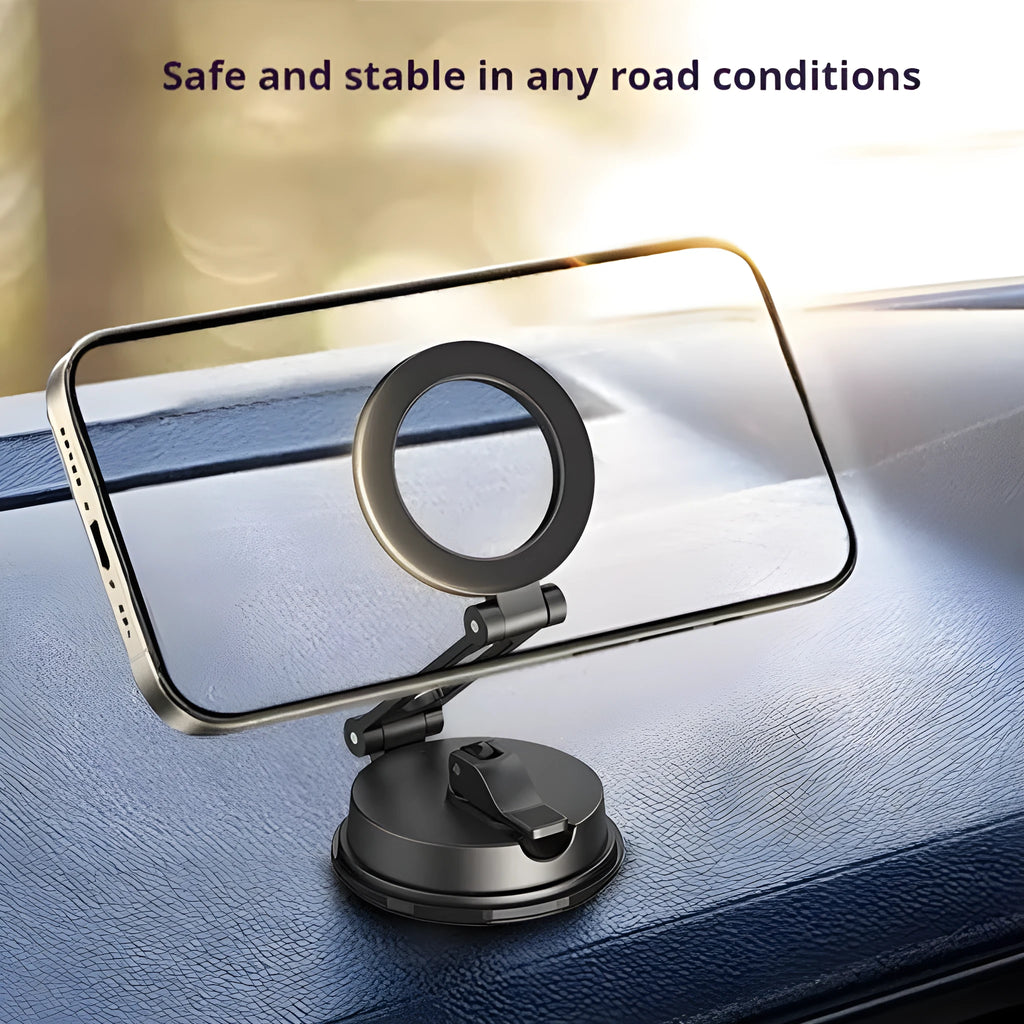 Black H154 car magnetic phone holder with suction cup mount for dashboard or windscreen