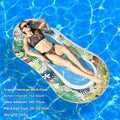 PVC inflatable floating row pool lounger in gradient blue-purple sequined design on water