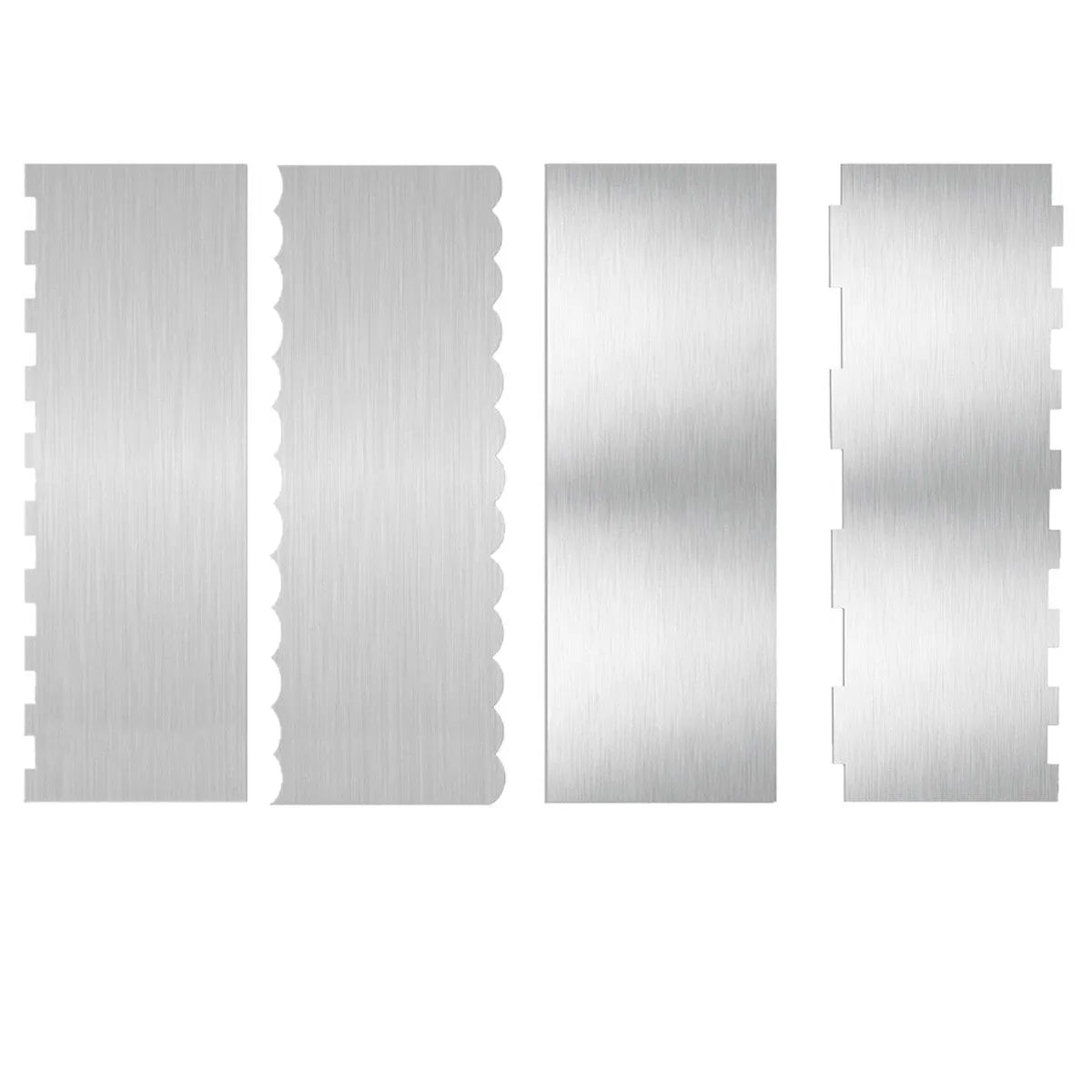 Stainless steel cream scraper with polygon pattern for textured cake decorating