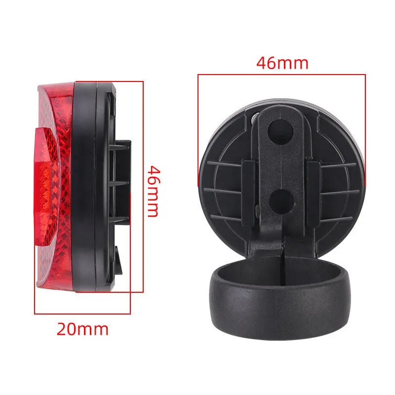 Plastic bicycle taillight bracket with anti-theft features mounted on seat post in red colour