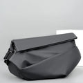 Grey PU leather crossbody sling bag with internal phone and document pockets