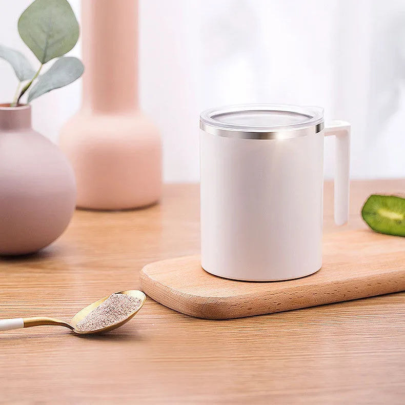 Portable automatic stirring coffee cup in white, pink, black or macaron milky white with magnetic stirrer