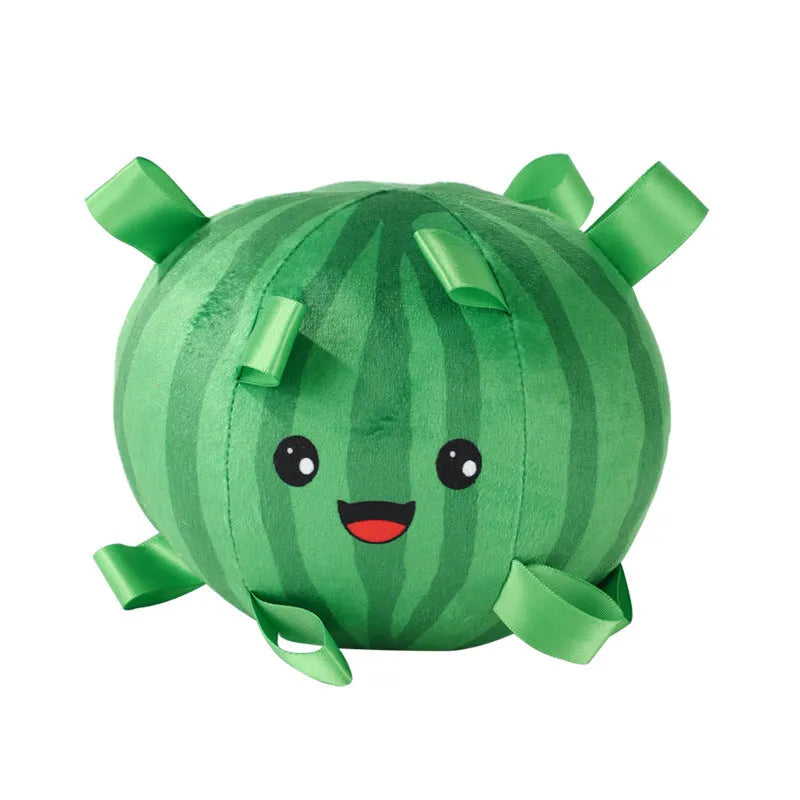 15cm green watermelon yellow plush dog ball toy with bell for aggressive chewers