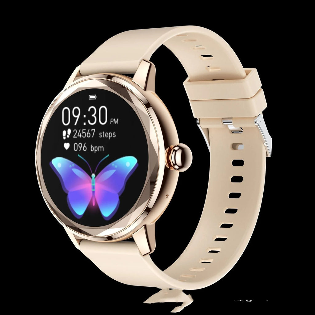 Ladies smart watch with TFT screen, heart rate and blood oxygen monitoring, Bluetooth calling, waterproof, in silver colour
