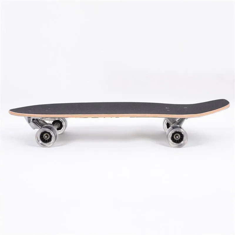 White maple wood street scooter measuring 31 inches with classic kick mechanism