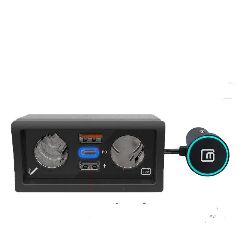 ABS car charger for Lavida Pola Weiling vehicles with QC3.0 fast charge in Android and Apple models