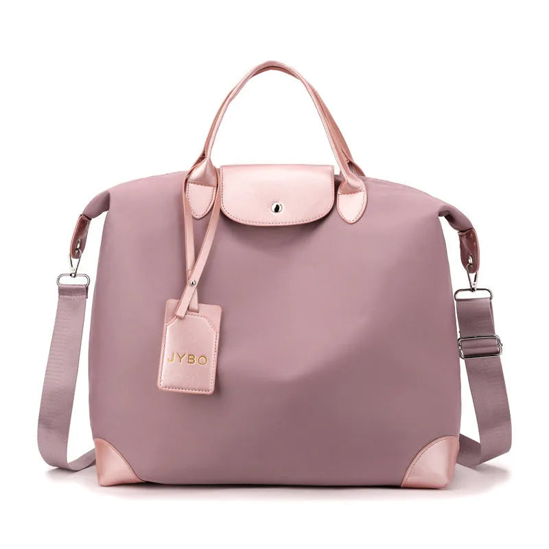 Large capacity portable shoulder lightweight yoga bag in pink with dry wet separation, nylon material, urban simplicity style