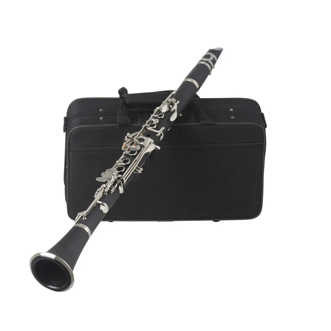 Black Bakelite clarinet with nickel-plated 17-key system for beginner test playing