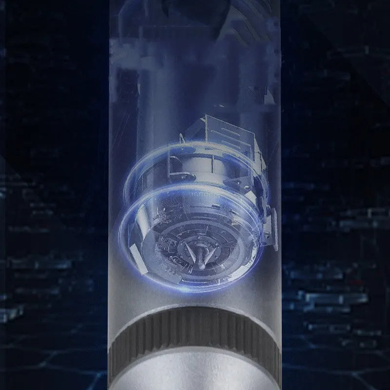 Compact aluminium electric screwdriver with display showing 134.5mm length and 52g weight