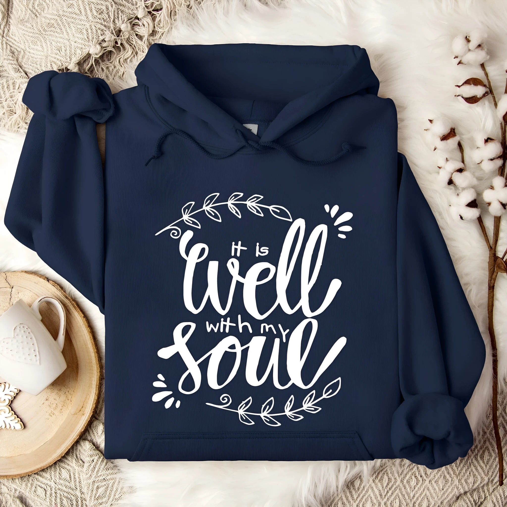 Drop-shoulder sleeve casual sports hoodie in loose fit with front pocket, printed design, polyester, model wearing it casually