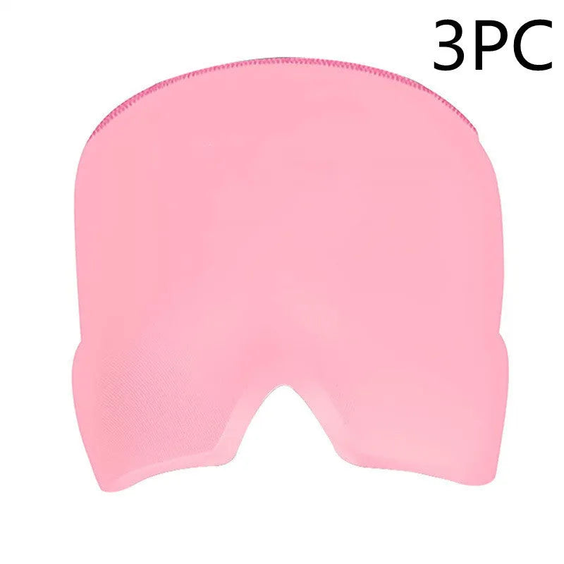 Elastic cloth gel eye mask for headache relief with adjustable headband in black colour