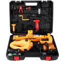 Yellow electric car jack set with steel construction and electric wrench for tyre changes
