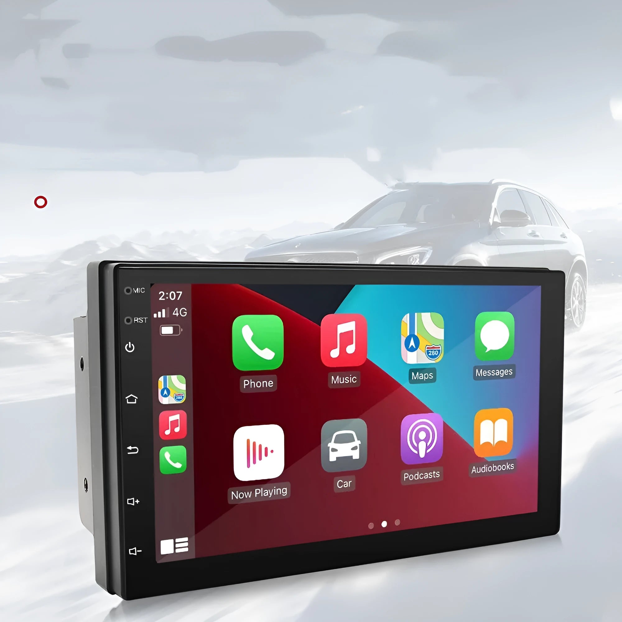 Black universal 7-inch car navigation player with GPS and Apple Carplay for manual transmission vehicles
