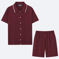 Tencel viscose business casual two-piece set with short sleeve top and shorts in six colour options