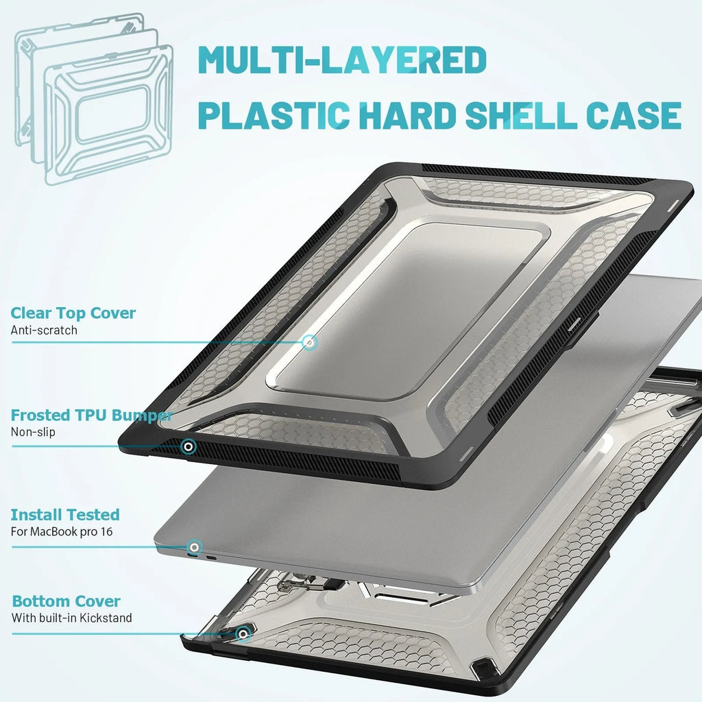 Hard protective shell case for a MacBook laptop in a choice of four colours: cool black, elegant apricot, sapphire blue, and starry sky grey.