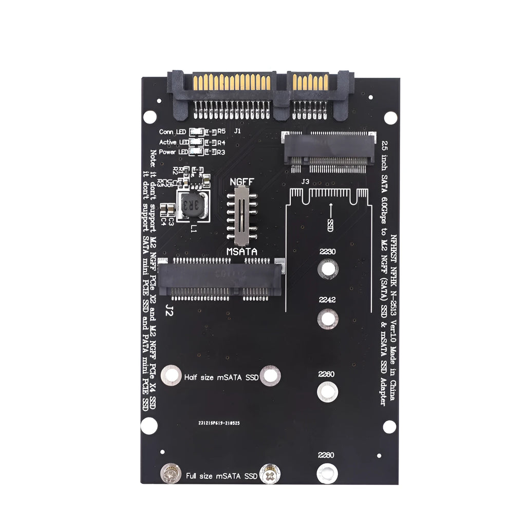 SATA3 to M2 NGFF MSATA SSD conversion adapter card in black or blue colour options