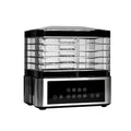 Silver stainless steel fruit dehydrator with digital display and multiple drying trays