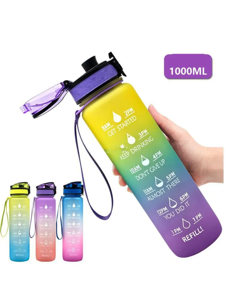 Clear 1000ml Tritan sports water bottle with fruit infuser inside