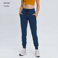 Women's high waist yoga pants with drawstring in distilled coffee colour