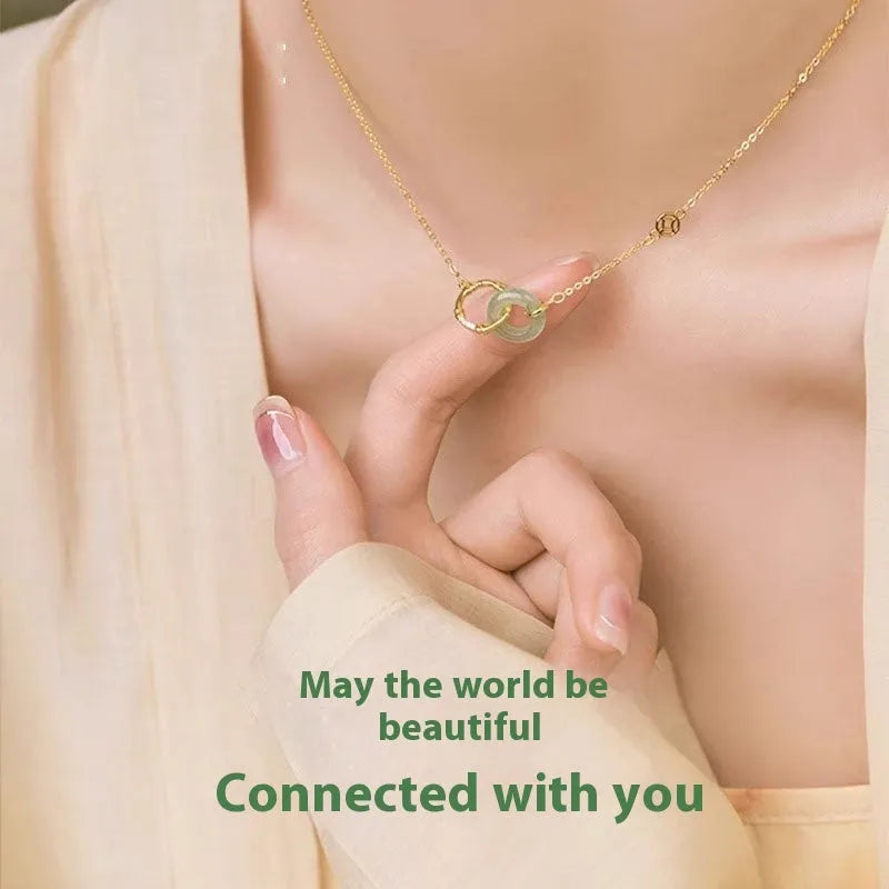 Sterling silver bamboo peace buckle pendant necklace with pearl accents on adjustable O-ring chain