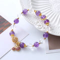 Purple crystal bracelet with micro-inlaid cherry flower design and manual processing