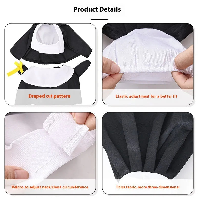 Black polyester pet nun Halloween costume for dogs and cats free size