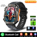 Android smart watch with GPS and Bluetooth call features on a black camouflage textile strap.