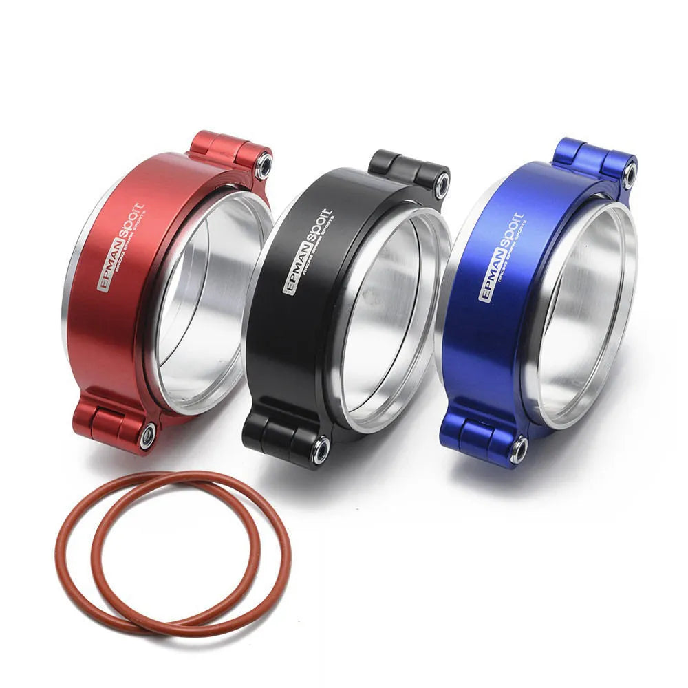 Aluminium fixed movable exhaust clamp for car modifications in black, blue or red