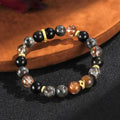 Black Sunstone and flame stone couple bracelet with manual craftsmanship for unisex wear
