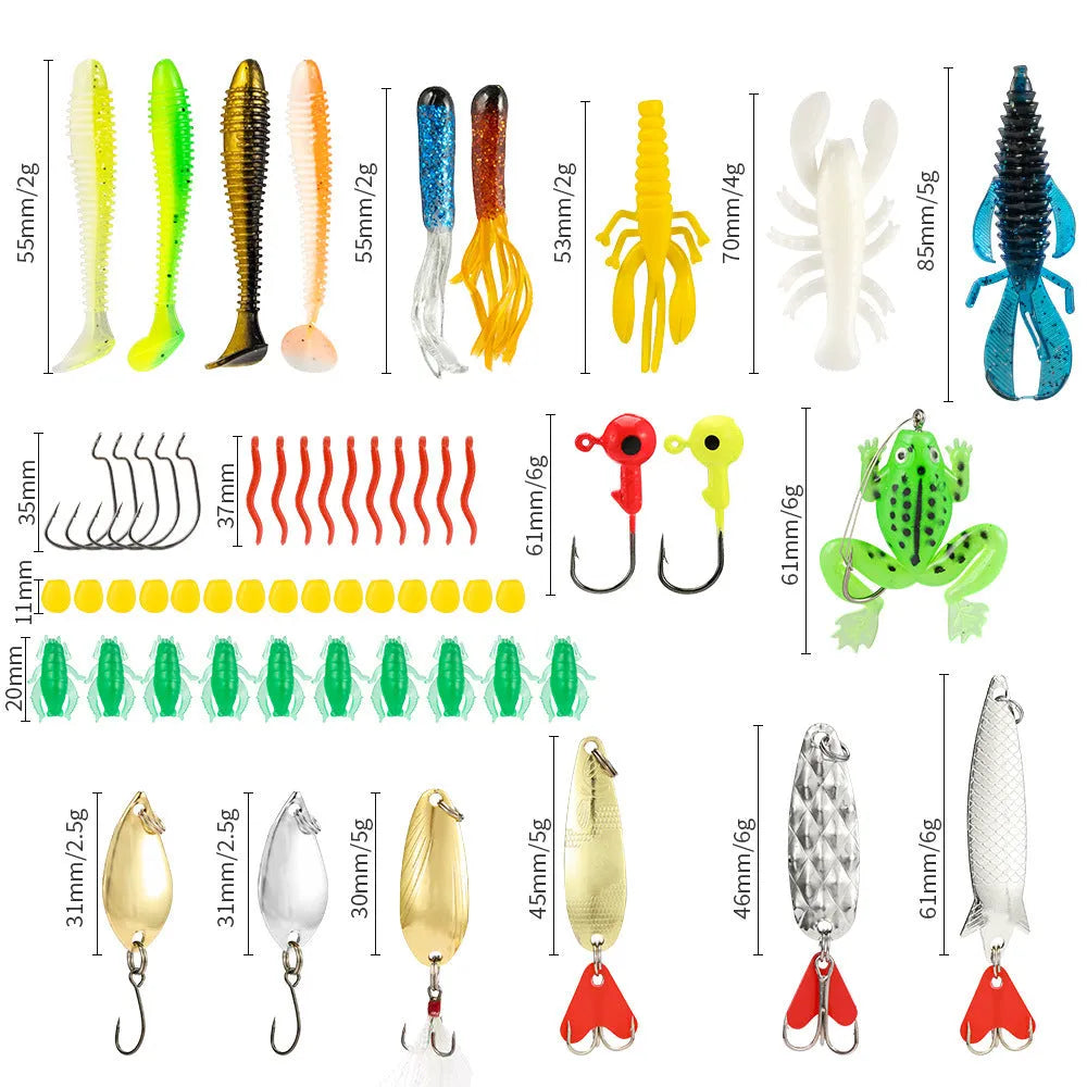 Metal Christmas mino bog themed 24-piece fishing tackle blind box set including lures and hooks.