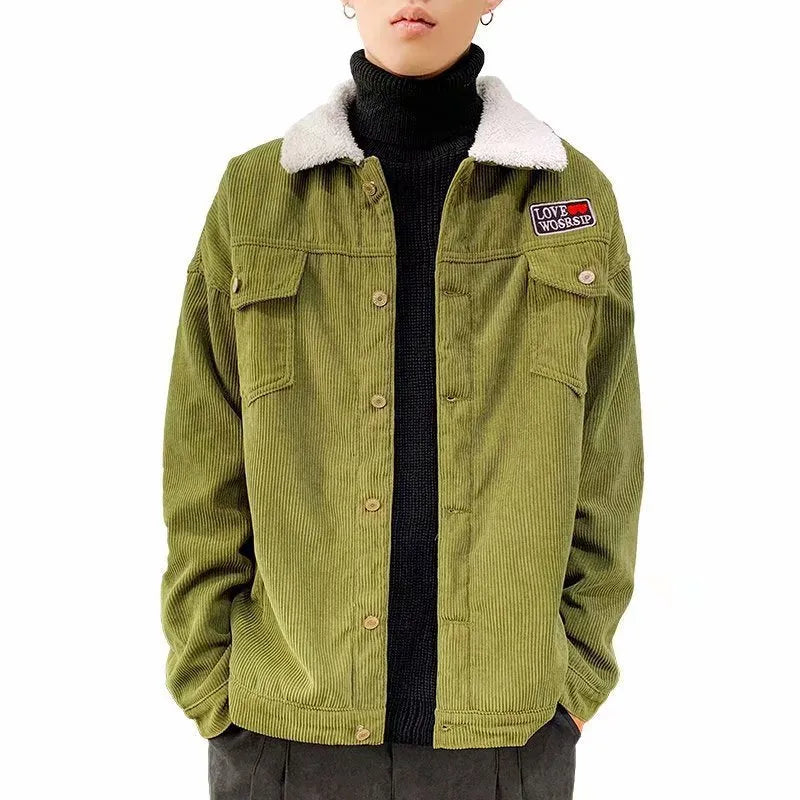 Men's corduroy workwear jacket in loose fit with stick pockets and polyester lining