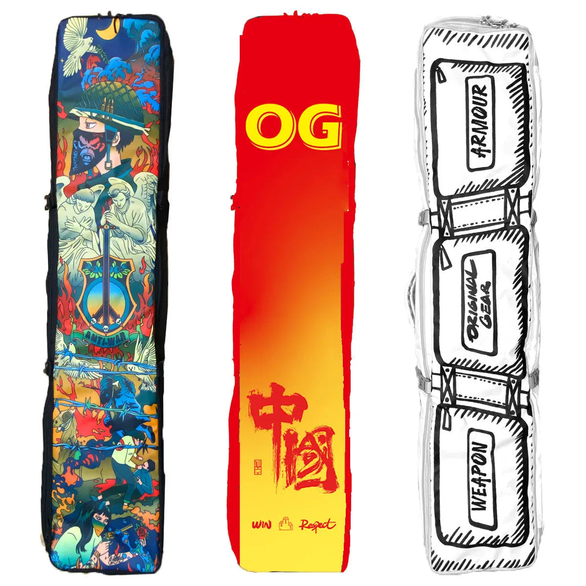 Ski pack with cardan wheels large capacity single double board bag 155x36cm Chinese Red