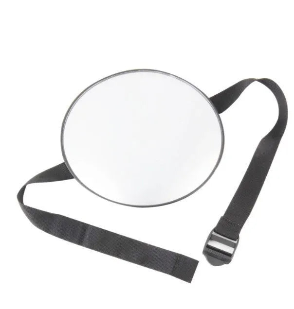 Black ABS baby safety seat rearview mirror with 17cm glass and adjustable ribbon for car seat mounting