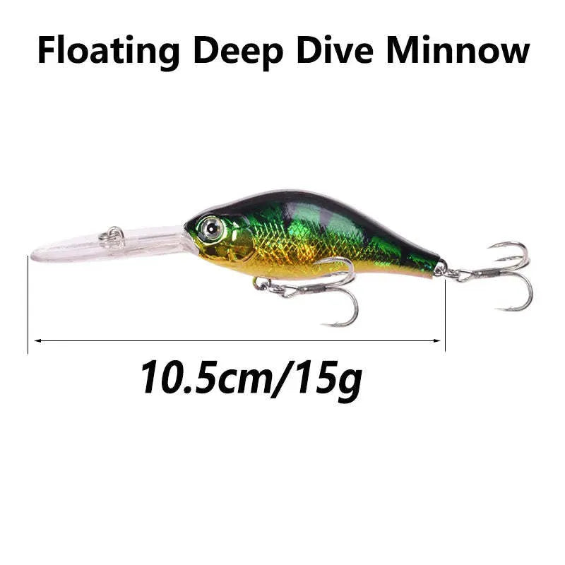 Little Fat Man deep diving fishing lure measuring 10.5 cm in length with long tongue board design