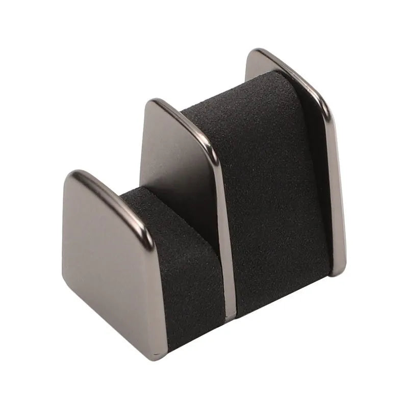 Zinc alloy car dashboard sunglasses holder with leather strap in black, green, grey, or red.