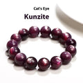Natural purple lepidolite crystal bracelet with round polished beads in geometric arrangement