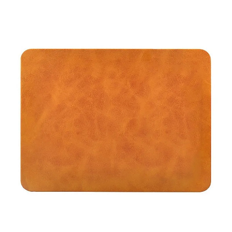 Brown leather-textured wireless charging mouse pad with a Micro USB port for fast Qi charging.