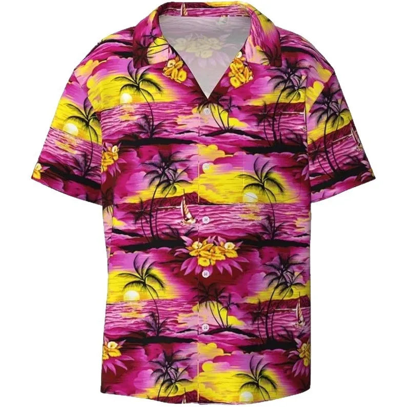 Men's slim fit camouflage pattern short sleeve casual shirt in a cardigan style