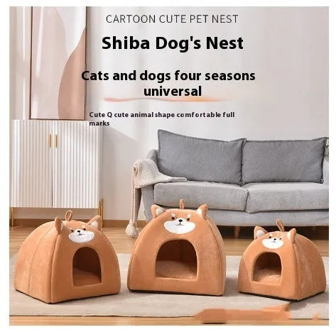 Warm cloth cat bed for autumn and winter available in three sizes with machine washable construction