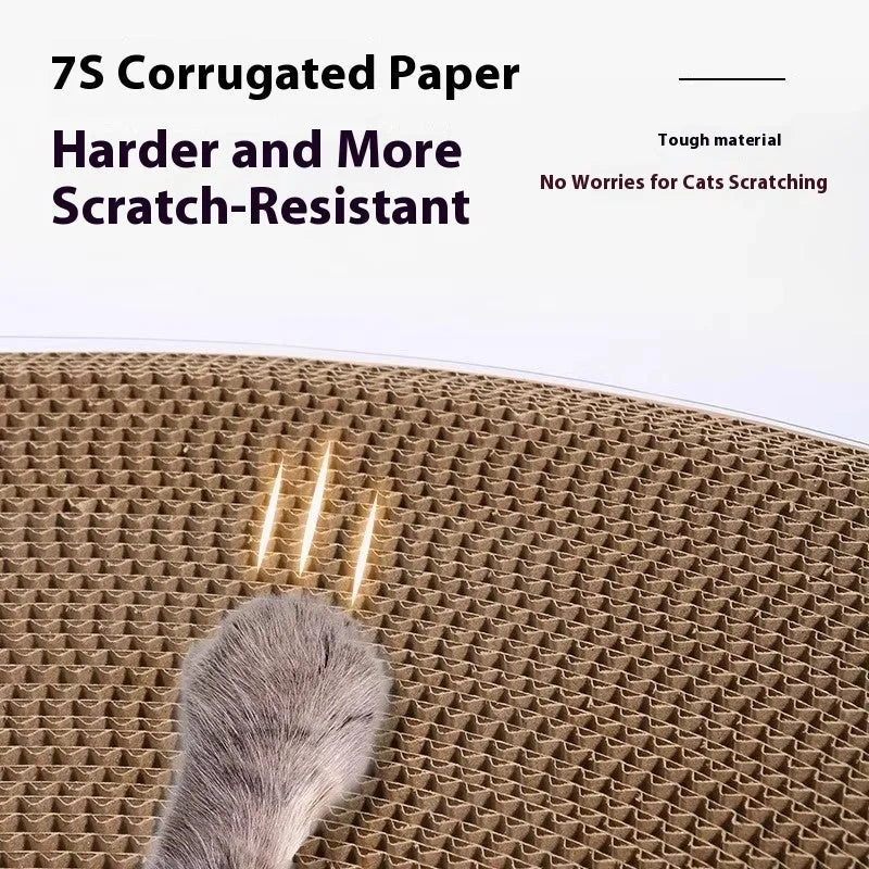 White transparent cat scratch board and tunnel nest with diamond pattern, dimensions 58cm by 45cm.
