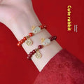 Purple gold sand cinnabar jade hare bracelet retro style unisex jewellery
