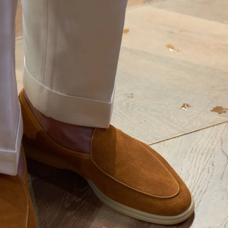 Men's British handmade leather loafers in various colours with TPR beef tendon soles