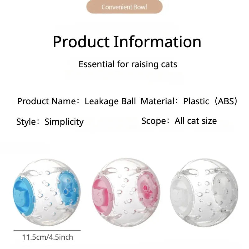 Clear ABS plastic cat slow feeding ball with treat dispenser holes