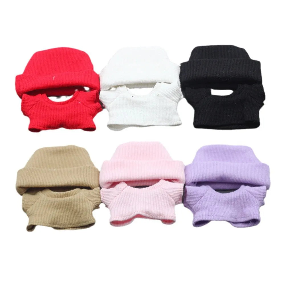 Flanging hat and T-shirt doll clothes set for 18-inch fashion dolls in multiple colours