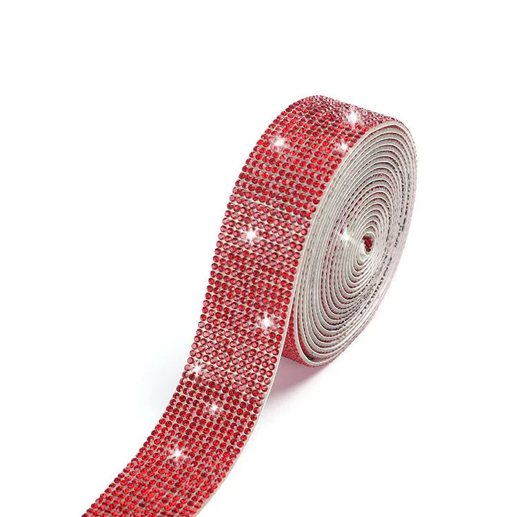 Self-adhesive water drill strip with electroplated glass beads for clothing decoration