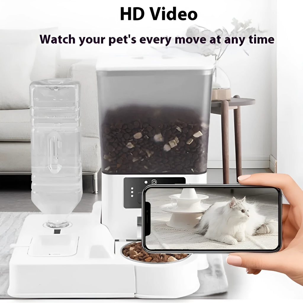 5 litre stainless steel bowl intelligent pet feeder with remote Wi‑Fi, video, and voice call functions