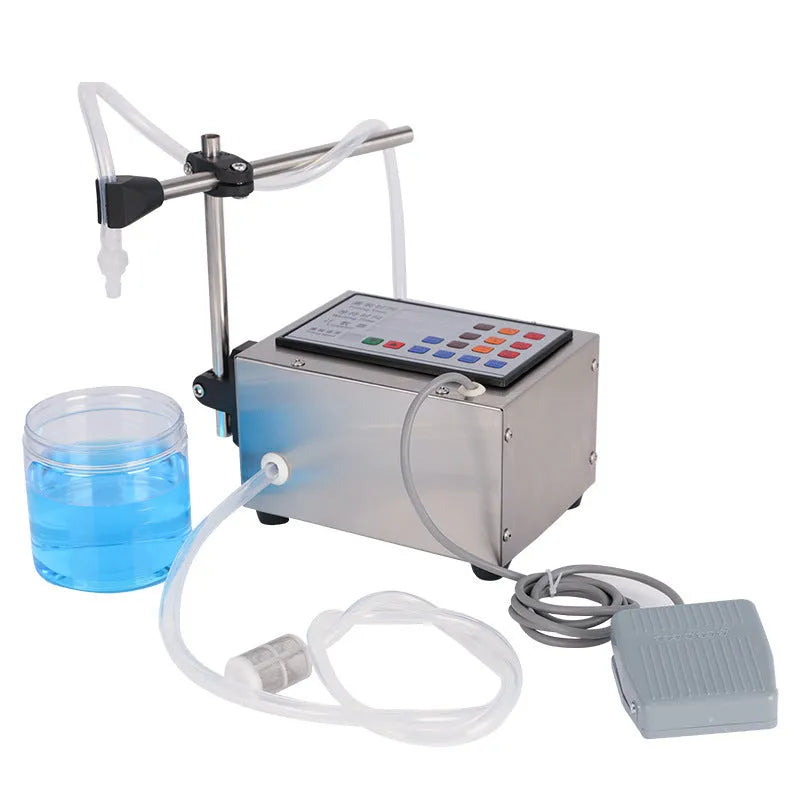 GFK280 model CNC filling machine unit on a workbench for automatic liquid dispensing