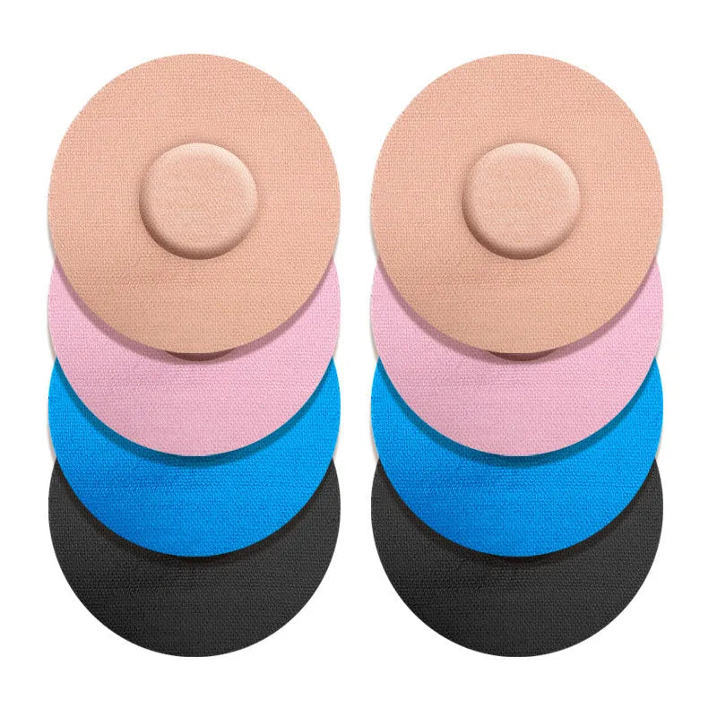 Sports anti-slip adhesive patch in black, blue, pink, and skin colour options on elastic fabric.